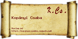 Kopányi Csaba névjegykártya