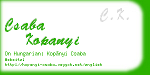 csaba kopanyi business card